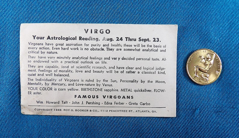 Virgo Zodiac Vintage Good Luck Collectable Coins/Tokens Not