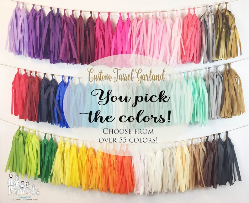 ASSEMBLED  Tassel Garland Tissue Paper Tassels Garland Kit Set