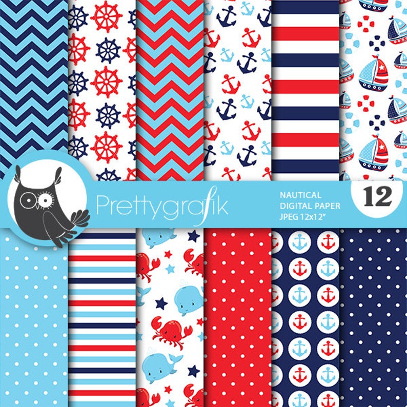BUY 20 GET 10 OFF  Nautical paper digital papers commercial