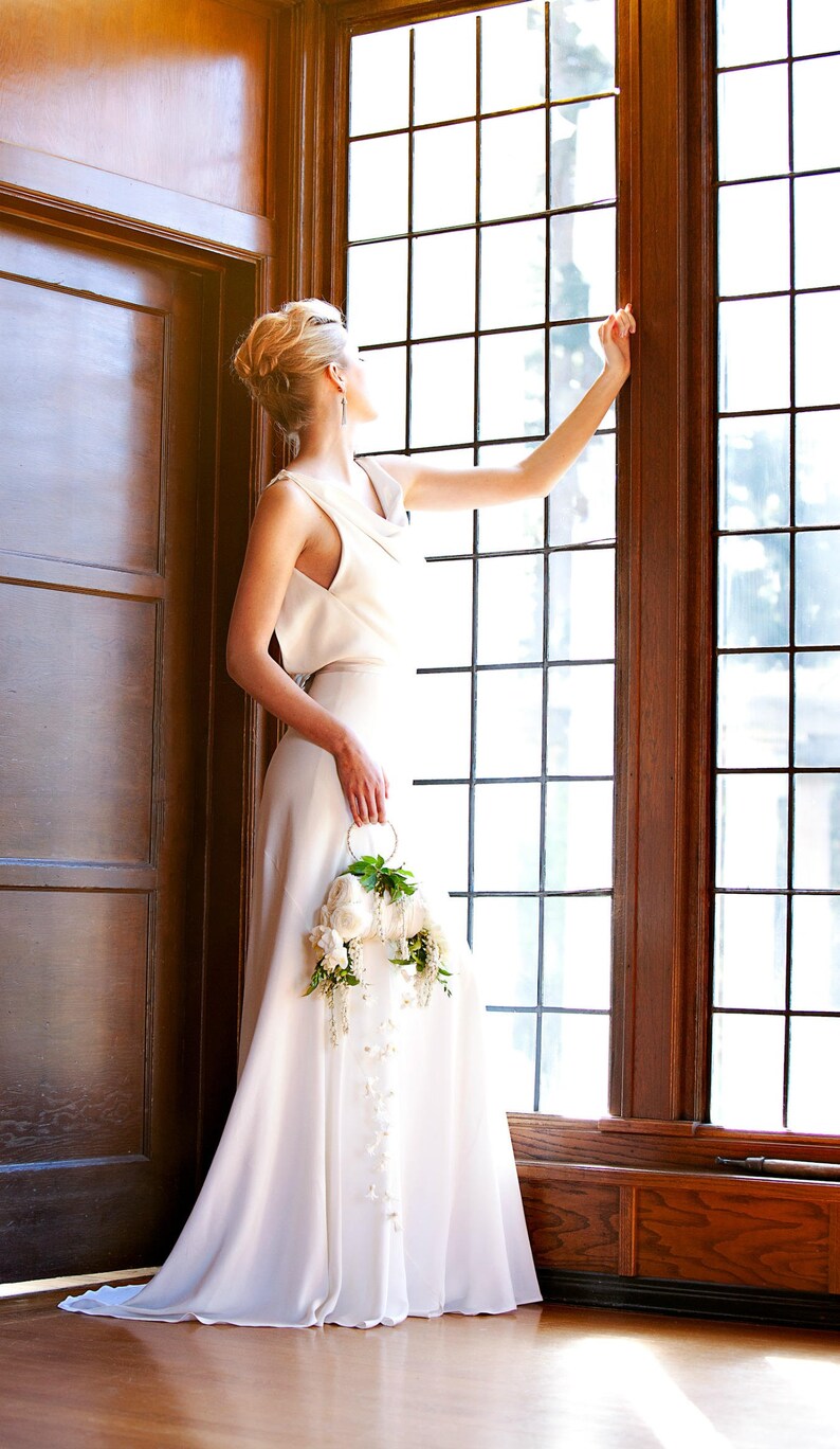 Backless Wedding Dress 1930 1920 Silk Art Deco Vintage