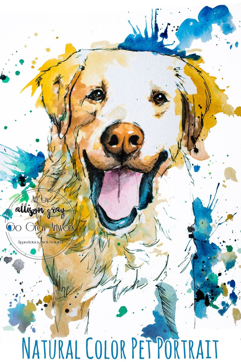 Custom Natural Tone Painted Pet Portrait  Personalized