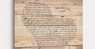 Custom Rustic Anniversary Wedding Gift  Song lyrics wall art