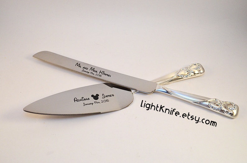 Disney inspired Wedding Black Engraved Wedding Cake Knife and