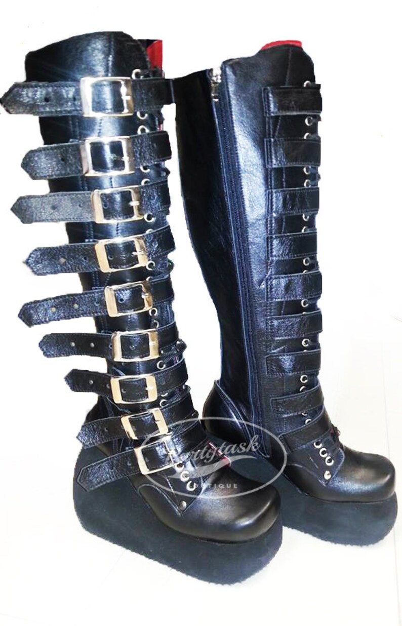 High platform boots for Women/Leather boots/Leather boots with