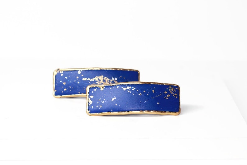 Midnight Blue Small Hair Barrettes for Fine Hair Small Hair