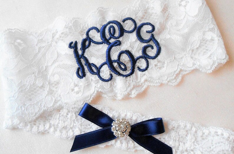 Personalized Wedding Garters Brides Something Blue Garter