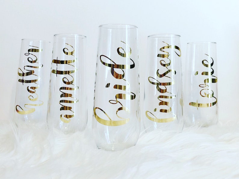 Personalized stemless champagne flute rose gold stemless