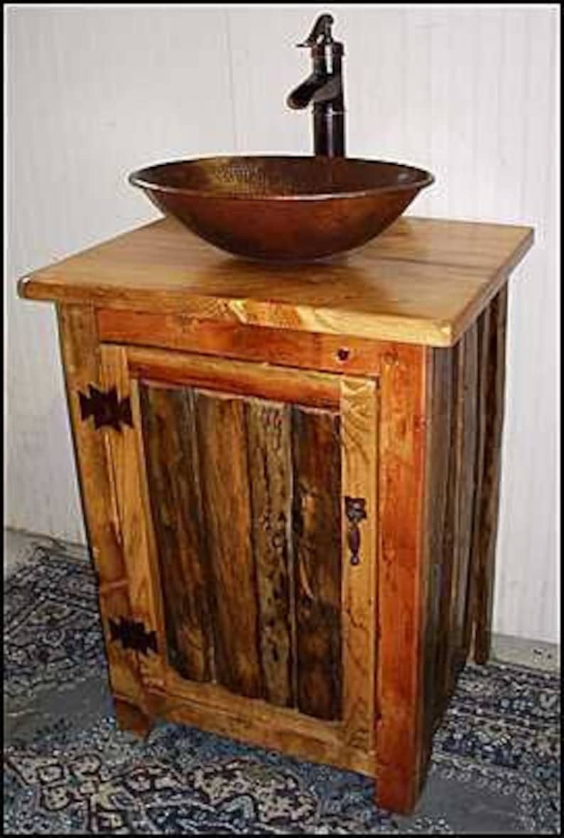Rustic LOG Bathroom Vanity  MS1373-25  Pump Faucet