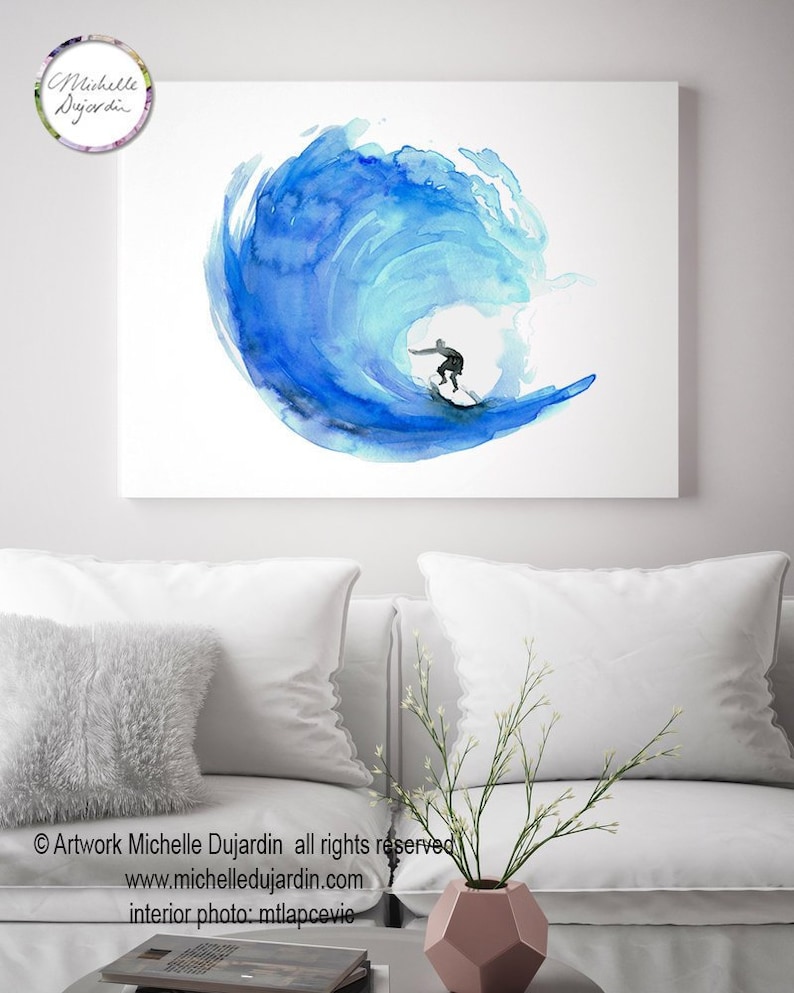 Surf Art surf watercolor painting Poster print ocean