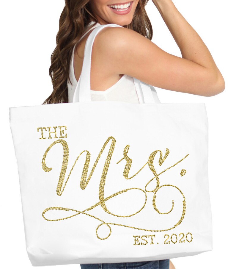 The Mrs EST Modern Tote  2020 Bride Tote Bag Jumbo Bride
