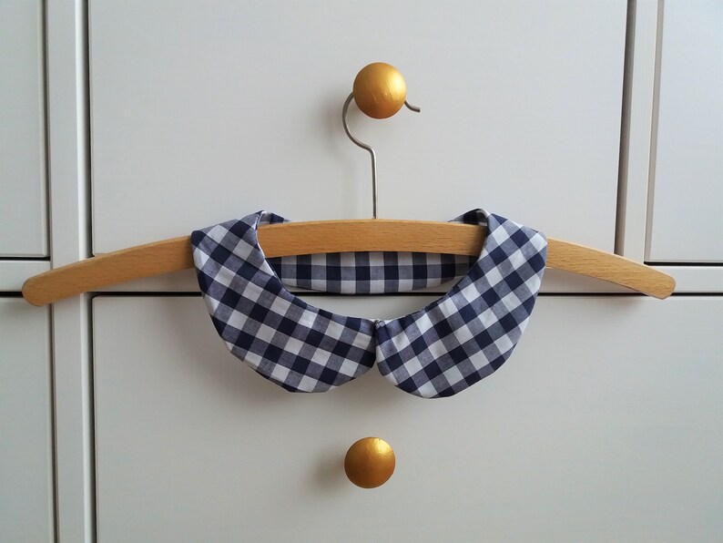 Blue gingham Peter Pan collar