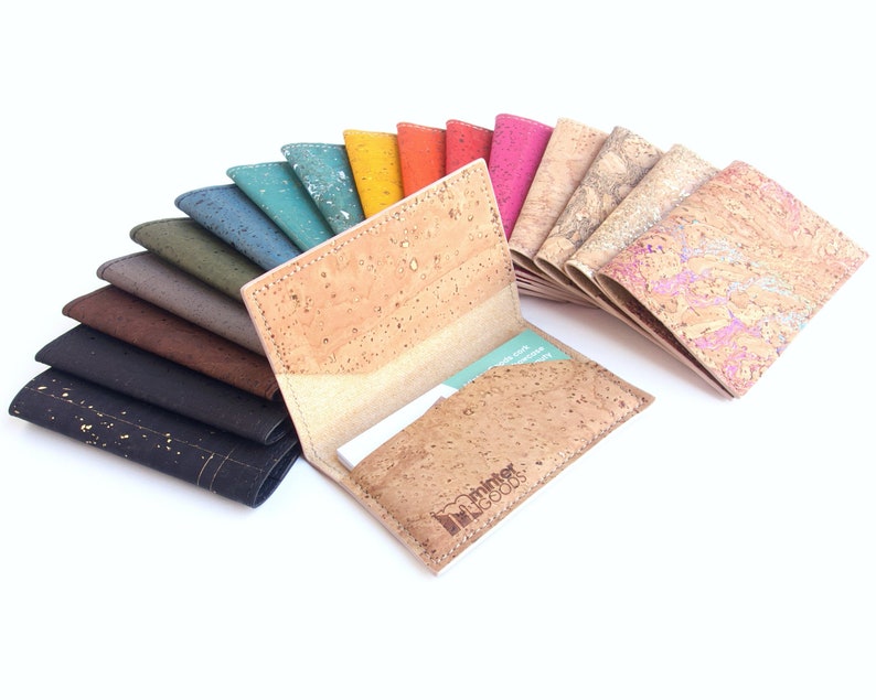 Cork business card case many colors. Business card holder.