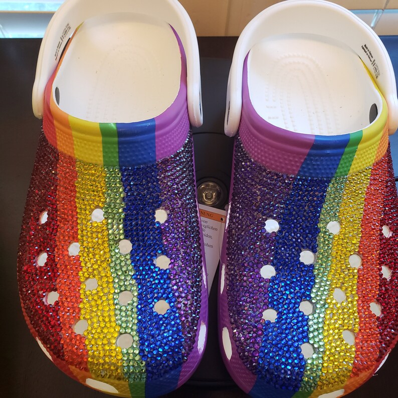 Custom bling Pride Crocs