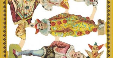 England Vintage Victorian Circus Clowns Lithographed Die Cut
