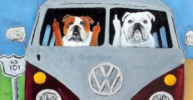 English Bulldog Art Print of original oil painting Road