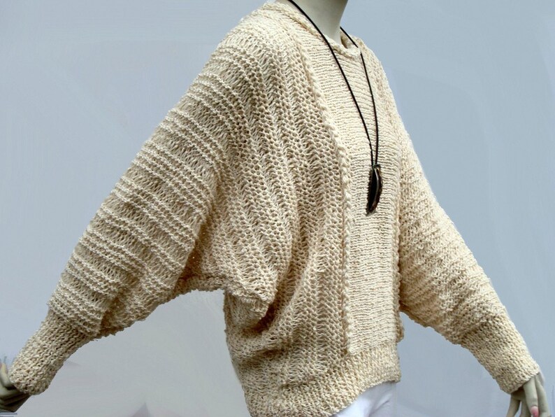 Knitted Sweater-Cotton Sweater-Slouchy Knit Sweater-Loose Knit