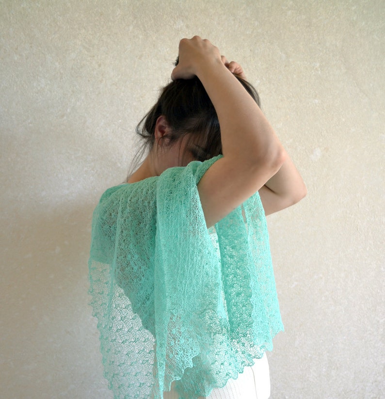 Mint Linen Scarf Wedding Shawl Knitted Wrap Bridesmaid Gift