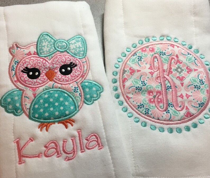 Monogram Baby Burp Cloth Set  Personalized Name Burp Cloth