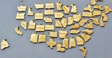 Small Gold State Charms with Jump Ring 50 States