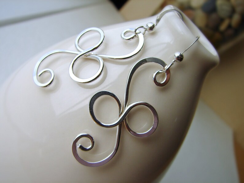 Sterling Silver Infinity Earrings Long Silver Wire Dangles