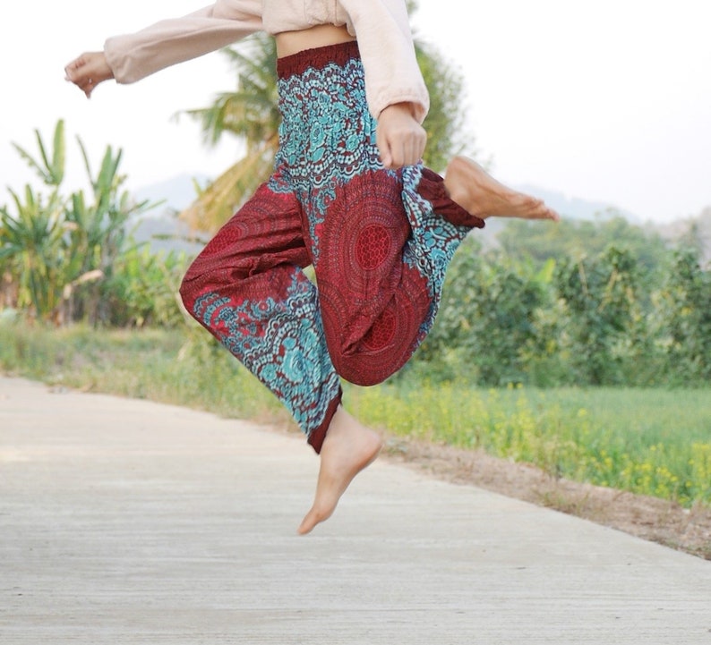 Tribal pants Hippie pants Rose clothes Flower pants Haram