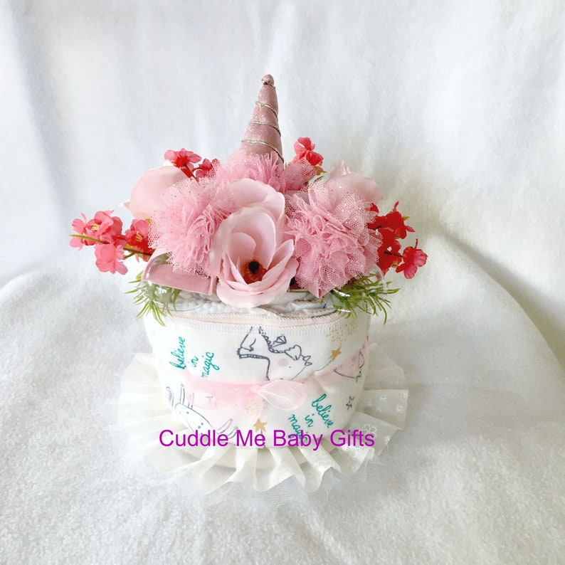 Unicorn Mini Diaper Cake Centerpiece Baby Girl Shower Gift-New