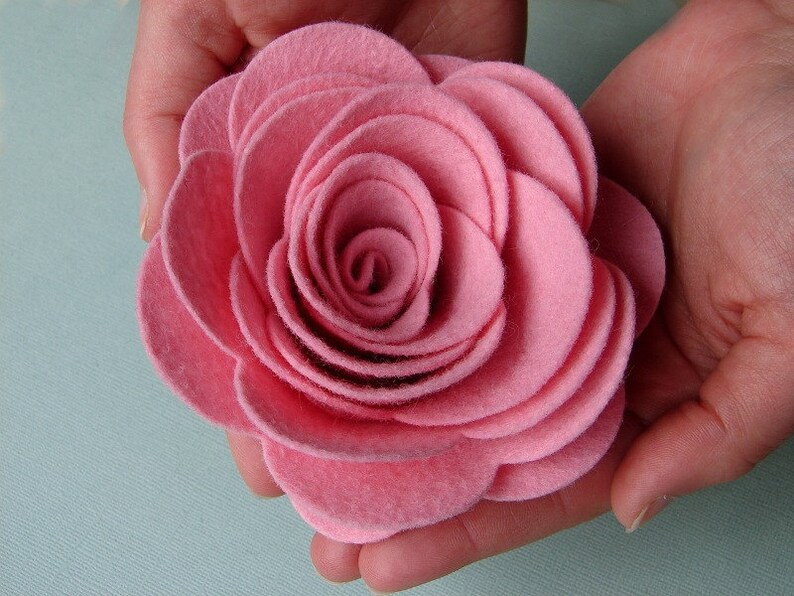 Wool Felt XXX Large Posies 4   Dimensional Flowers Set