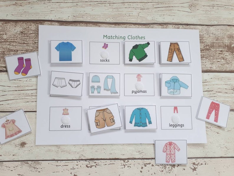 Clothes matching game Montessori activity for toddlers