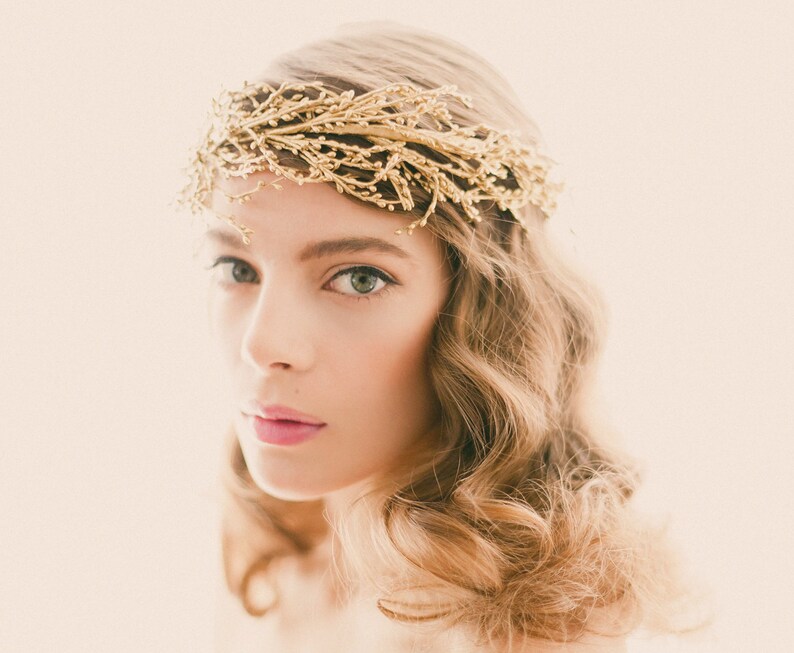 Golden bridal headpiece Gold or silver wedding crown Bridal