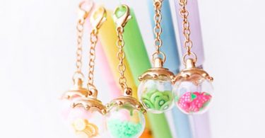 Kawaii Pens with Fruit Crystals Pendant Cute Stationery Gift