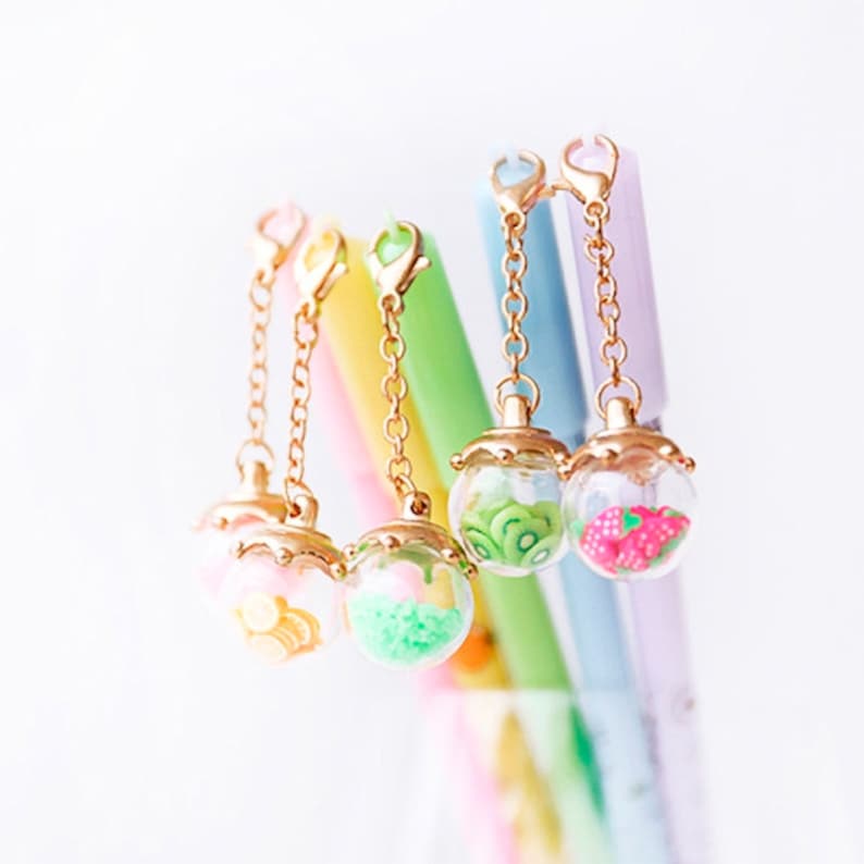 Kawaii Pens with Fruit Crystals Pendant Cute Stationery Gift