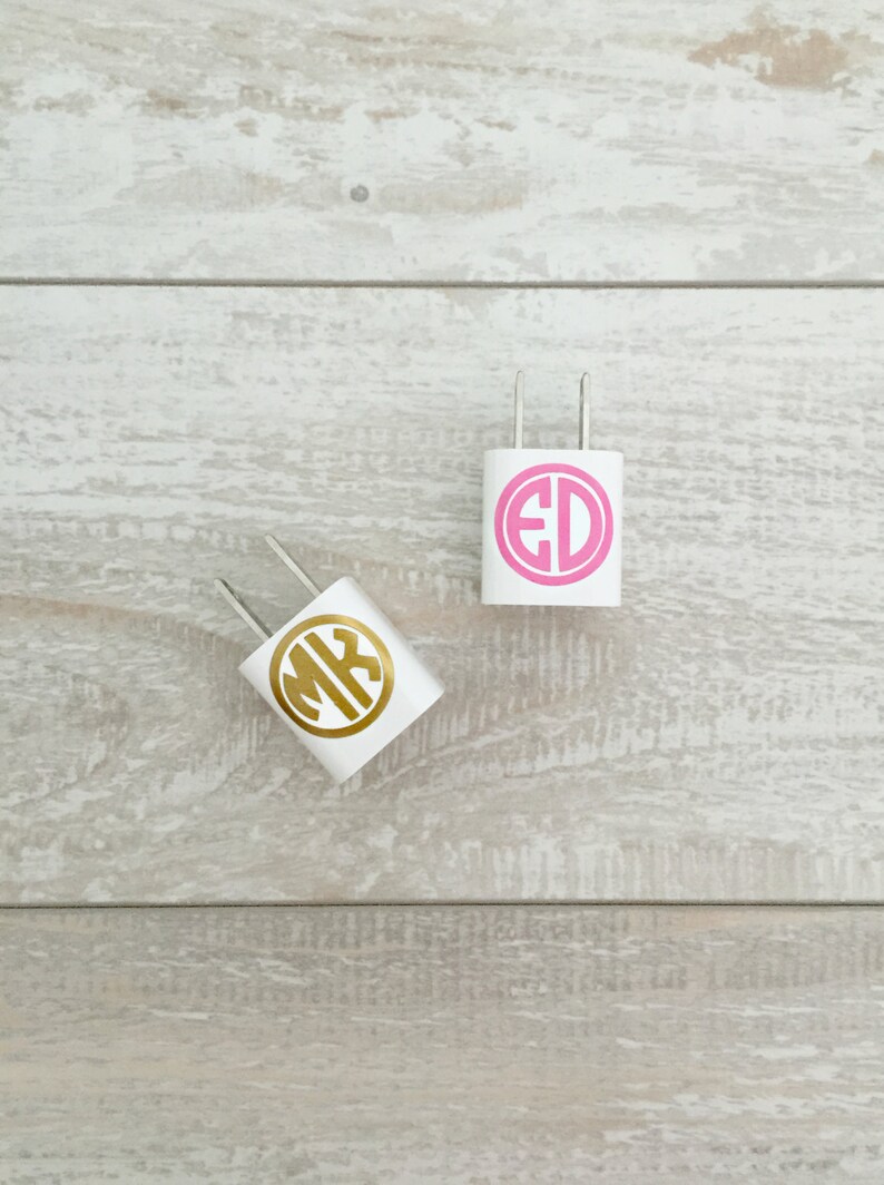 Monogram Phone Charger Decal Sticker Monogrammed iPhone