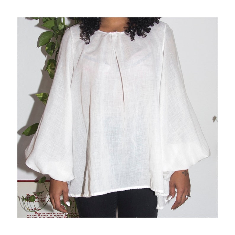 Recycled fabric puff sleeves minimal blouse