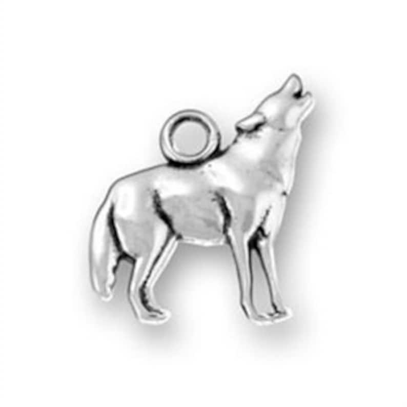 Wolf Charm Sterling Silver Pendant Howling Animal