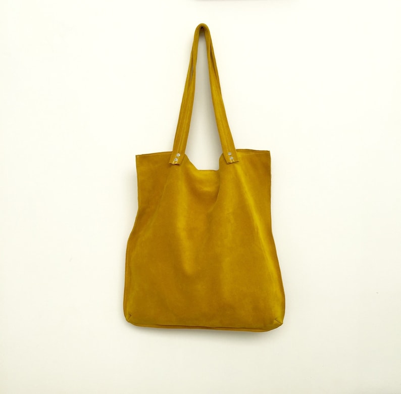 Yellow suede toteYellow leather bagYellow suede bagSoft