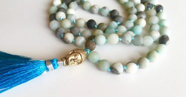 Amazonite Mala 108 Bead Malas Hand Knotted Necklace