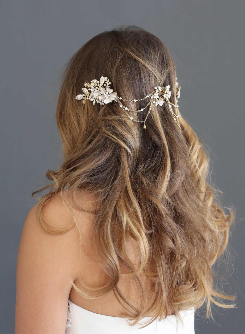 Bridal swag headpiece  Flower cluster swag headpiece  Style