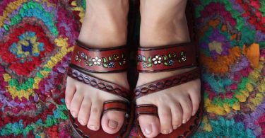 Brown Leather Sandals Woman Mexican Shoes Vintage Style
