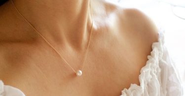 Gold White Pearl Necklace//Gold Single Pearl