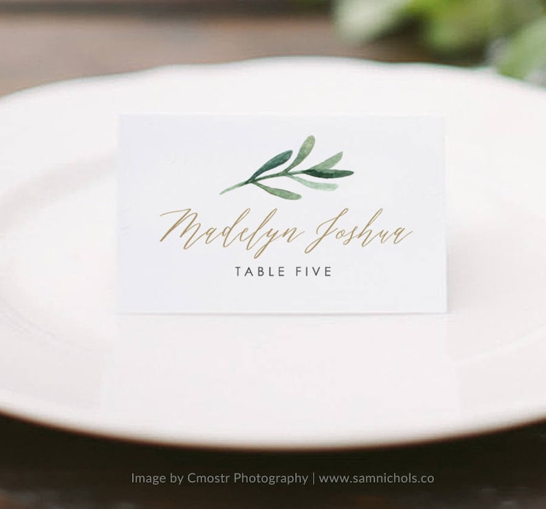 Greenery Place Card Template Printable Place Cards Wedding