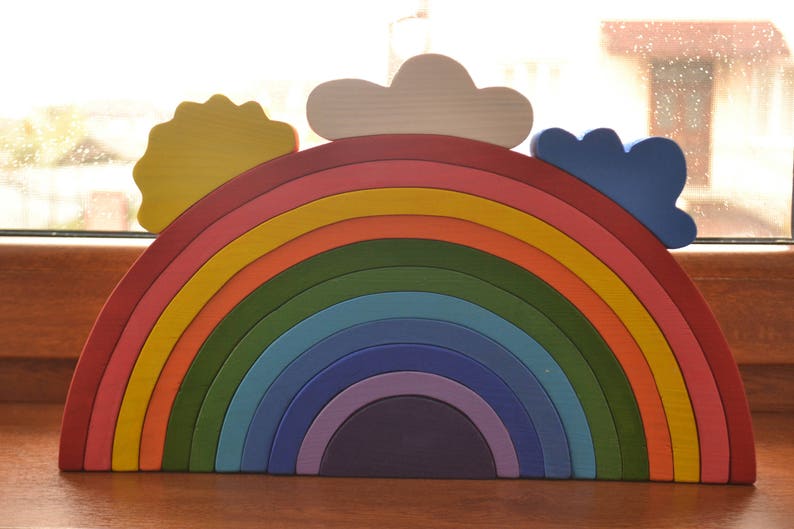 Large Stacking RAINBOW  Waldorf Wooden Puzzle  Regenbogen