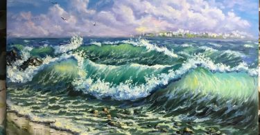Large oil painting ocean wave painting beach decor wall art