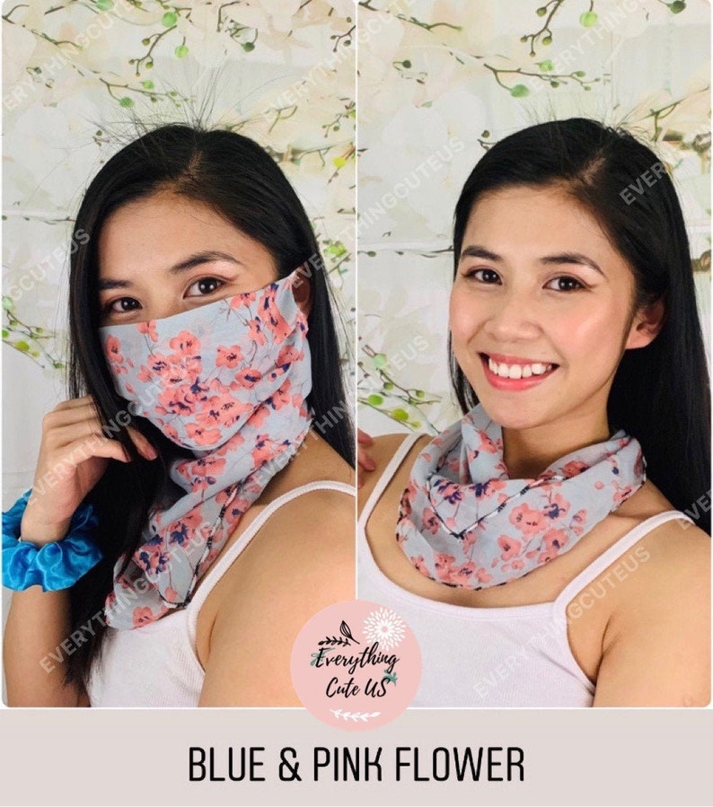 Lightweight Scarf Face Mask 2-in-1 Thin Breathable Chiffon