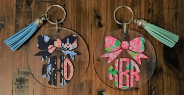 Lilly Pulitzer Inspired Monogram and Bow Acrylic Key Chains