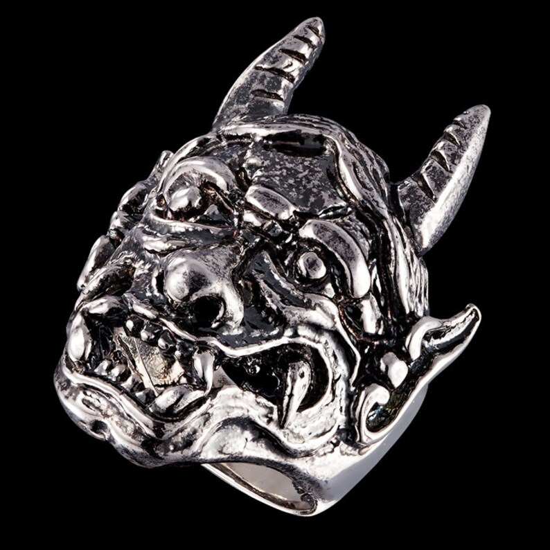 Massive daemon devil satan ring solid 925 sterling silver