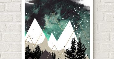 Mountain wall art art prints watercolor posters blue art