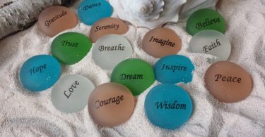 One Word Inspirational Printed Word Sea Glass Pebbles