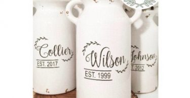 Personalized Ceramic Milk Can. Wedding Gift for the Newlyweds