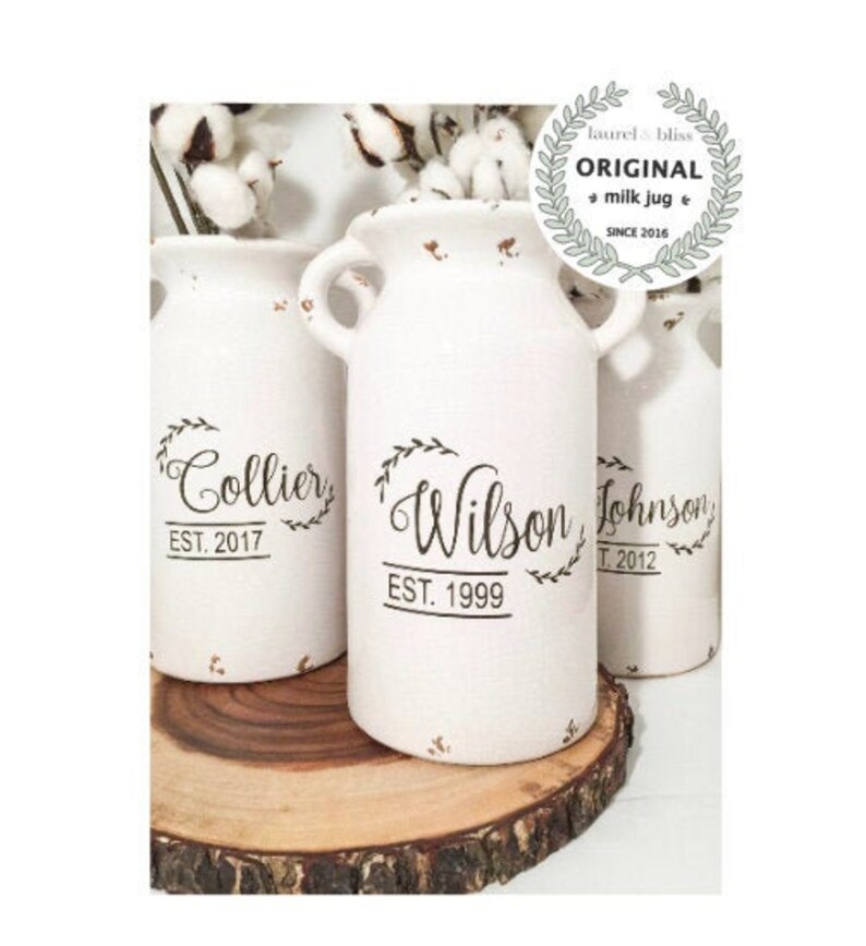 Personalized Ceramic Milk Can. Wedding Gift for the Newlyweds