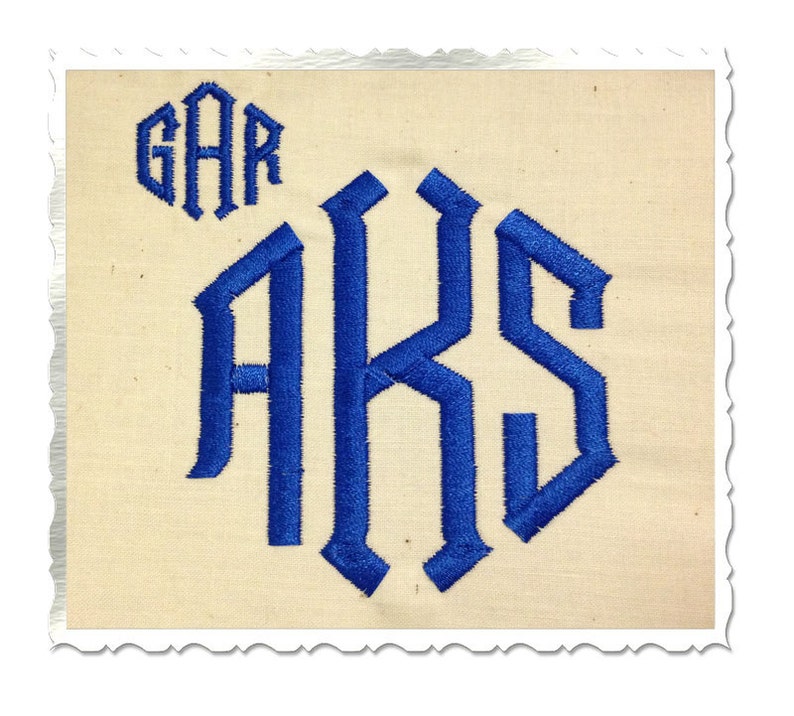 Point 3 Letter Monogram Machine Embroidery Font Alphabet  3